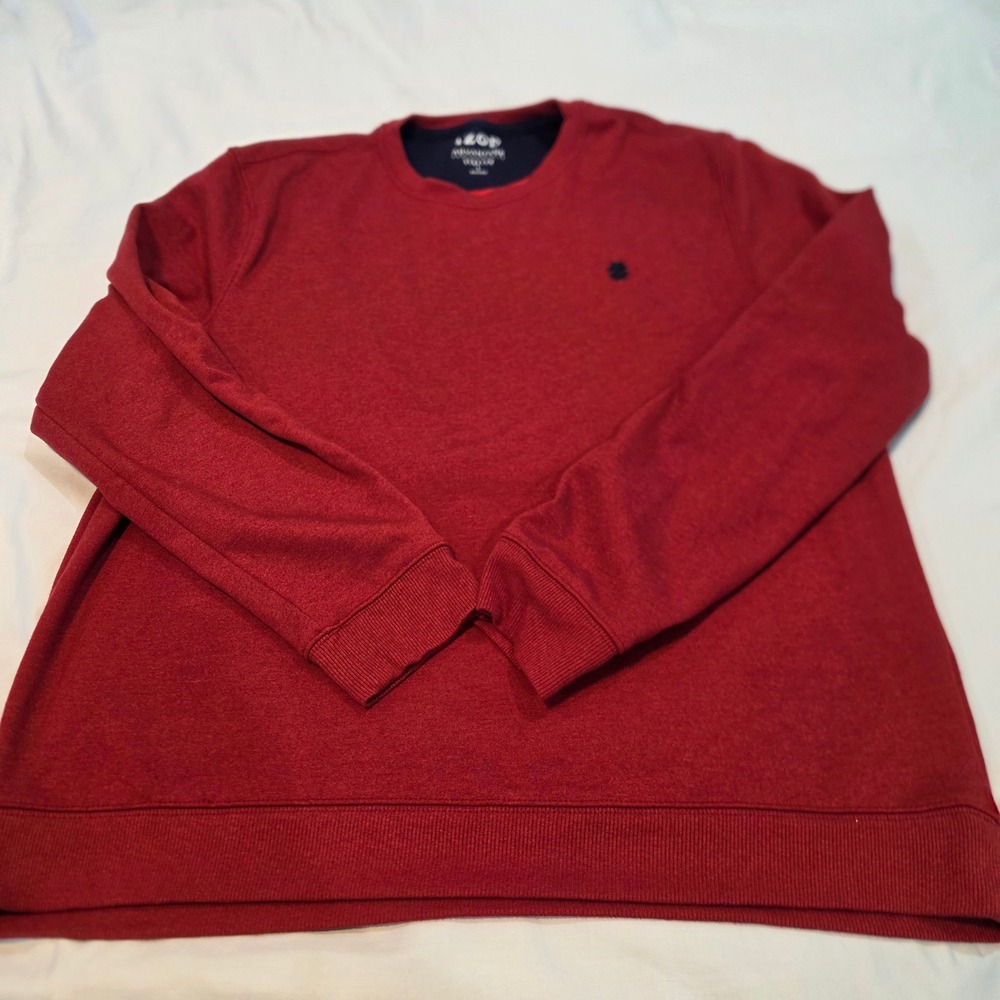 IZOD Sweatshirt Mens Large Red Excellent Advantage Performance Stretch Crewneck